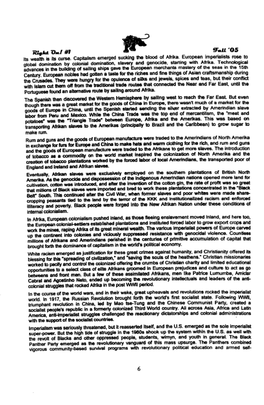 1 the course of e word was snd In el wake, grea upheaval and revouions rocked tha npariaiat or o 1617, the Russian Fvolubon brought forih e words st socalst sate Folowing WAL, ermstant revoluton in China, led by Mao e-Tung and he Cinese Communist Pary, cested & e poopie ropublc n 8 fomery coknized Thid Work couny. Al across Auia, Afica and Lath Sovaion, eniarperalet sles challenged e esctonary dealorshios and cobnal adminsiaions e ppert of e socale counris. Imperiaism was seiusly hveataned, bu reassared 1, and the US. emerged as the sole imperialat Eoporpower: B 1 Noh e o Sv9ge 1 e 19608 shock Up (e syslam WA he U.S. 83 el wih e evor of Blcks and ther pprossed people, shUJBNS, WAy, and Youh I generst The Black Panine Py amared sa e revoksionay vanguard of this mass upsurge. The Panthers combined o oy sasa Surel PO Wi revoMfInar BolLCal cucaton and armed. sat-